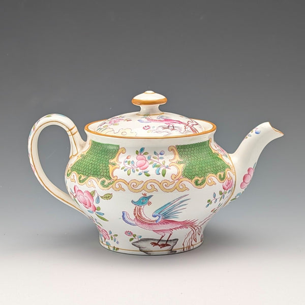 Minton porcelain teapot, Cockatrice, green, early 20th century